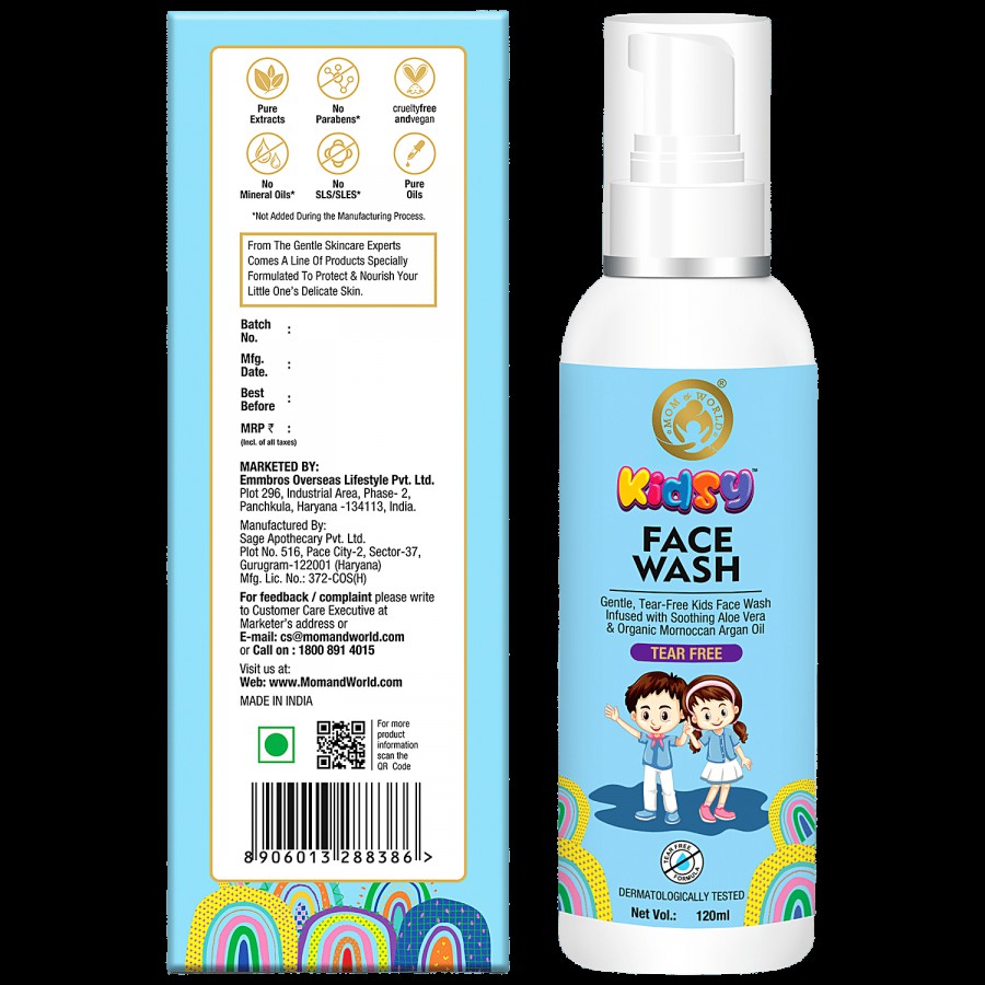 Mom & World Kids Face Wash Tear Free With Argan Oil