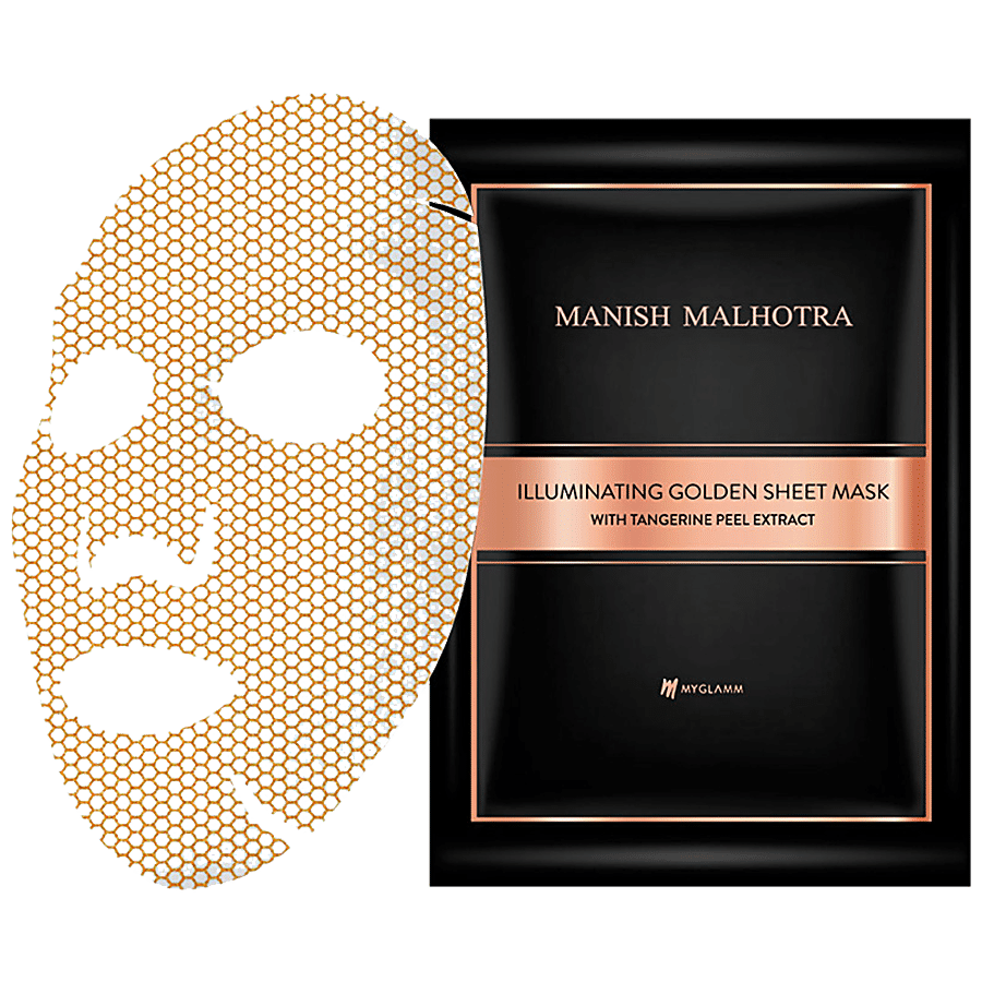 MyGlamm Manish Malhotra Illuminating Golden Sheet Mask - With Tangerine Peel Extract