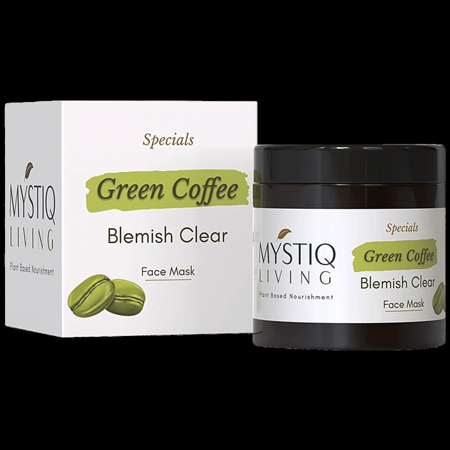 Mystiq Living Green Coffee Blemish Clear Face Mask - Provides Smooth