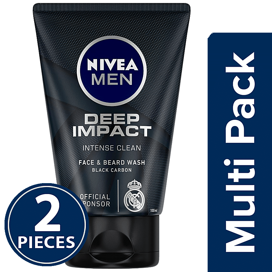 NIVEA Deep Impact Intense Clean Face & Beard Wash - Black Carbon Carbon