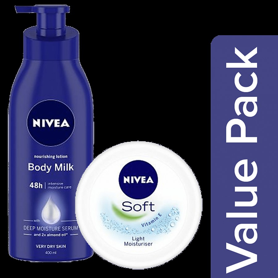 NIVEA Nourish Body Milk 400Ml+ Soft Light Moisturiser 200 Ml