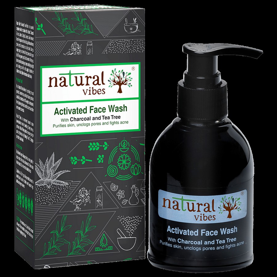 Natural Vibes Ayurvedic Activated Charcoal & Tea Tree Face Wash