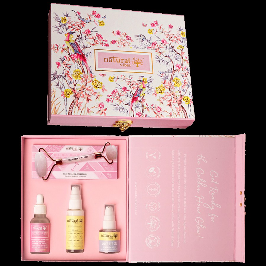 Natural Vibes Natural Vibes Glow Getter Gift Set With Rose Quartz Face Roller