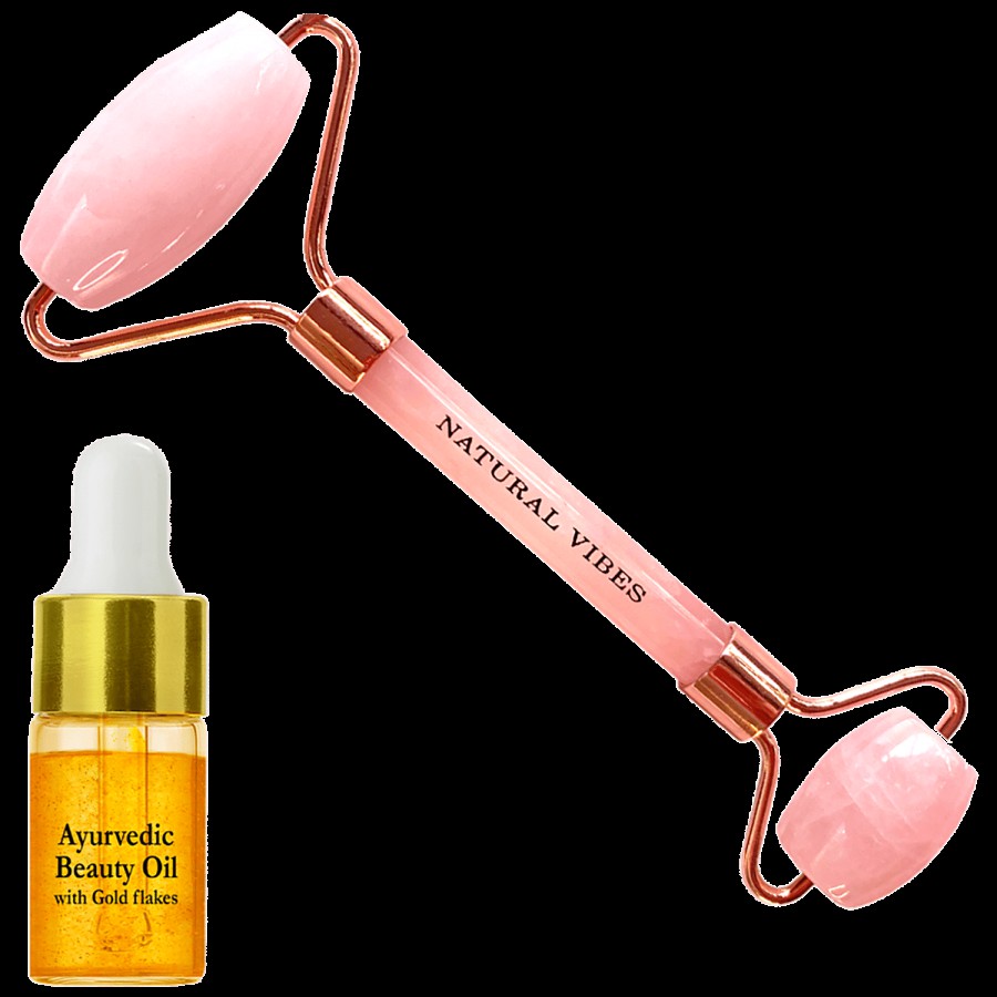 Natural Vibes Rose Quartz Roller & Massager -  Face