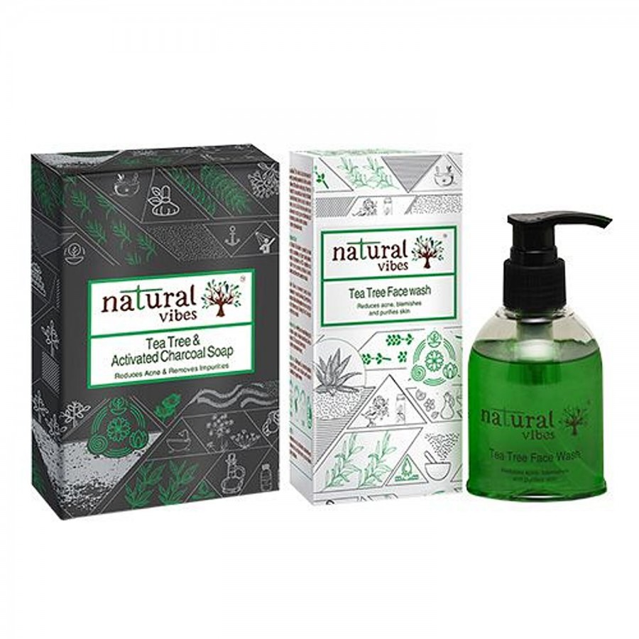 Natural Vibes Tea Tree & Activated Charcoal Bath & Body Treatment - Soap & Face Wash