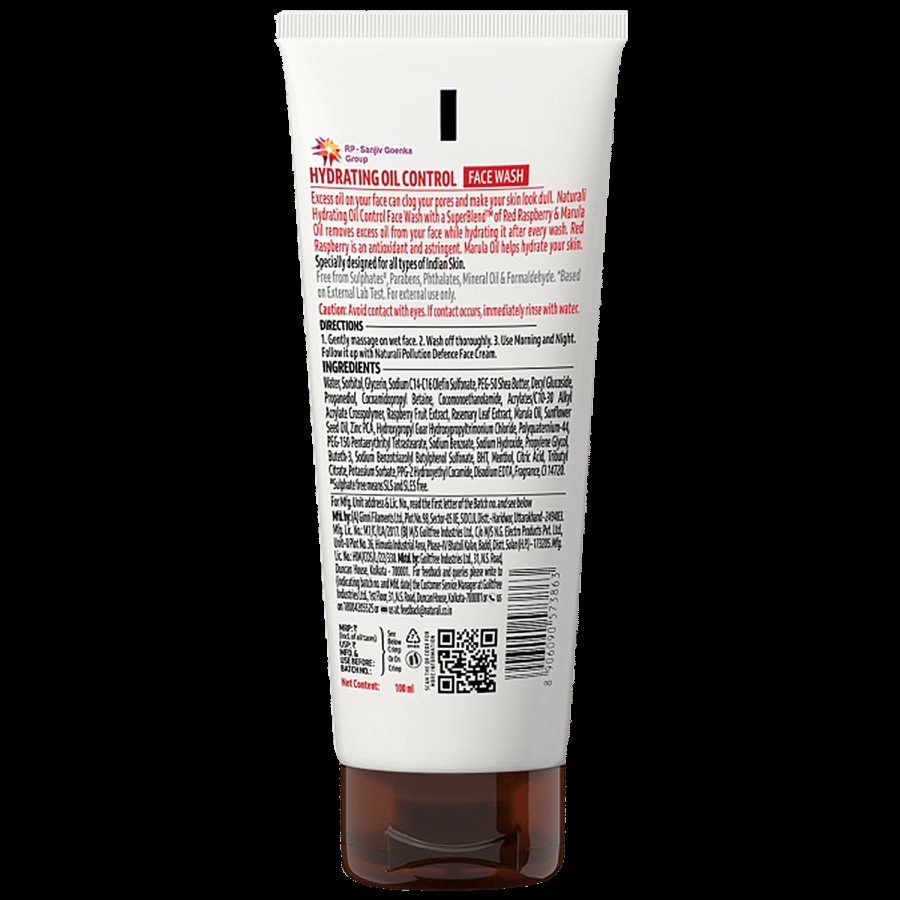 Naturali Hydrating Oil Control Face Wash - Paraben Free