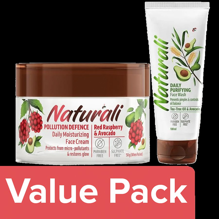 Naturali Pollution Defence Face Cream 50 ml + Daily Purifying Face Wash 100 ml