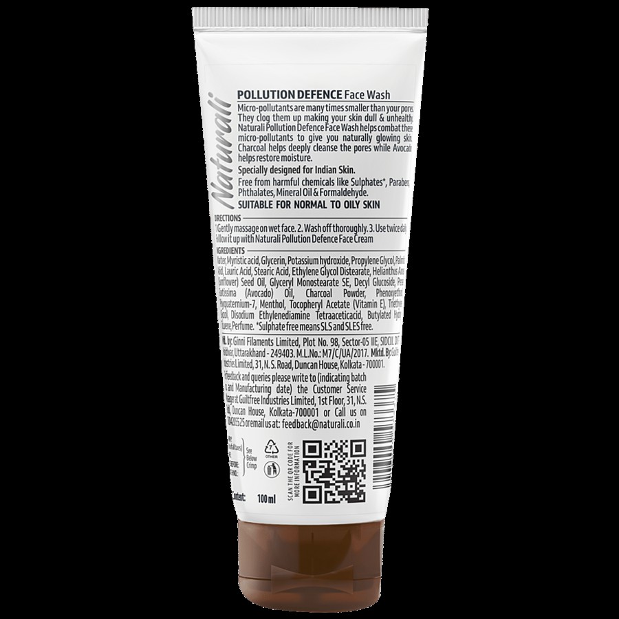 Naturali Pollution Defence Face Wash - Unclogs Pores & Restores Natural Glow Without Over-drying