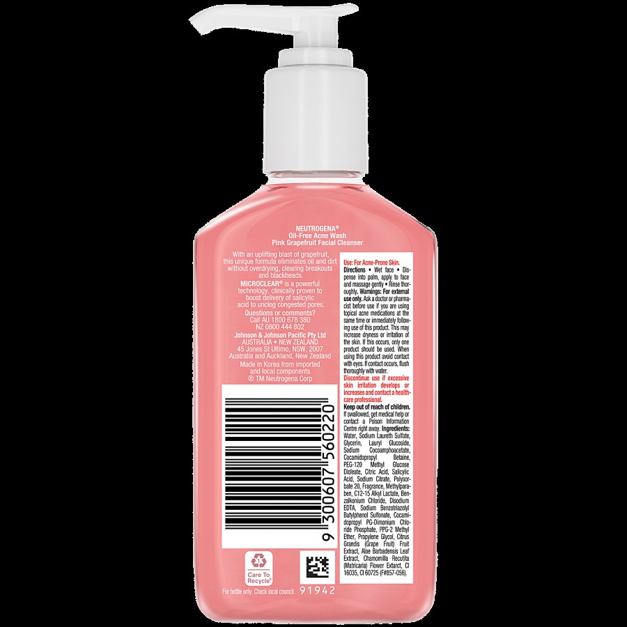 Neutrogena Oil Free Acne Wash - Pink Grapefruit Cleanser