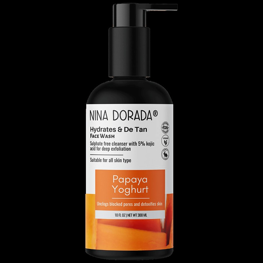 Nina Dorada Papaya & Yoghurt Whitening Face Wash For De-Tan - Hydrating