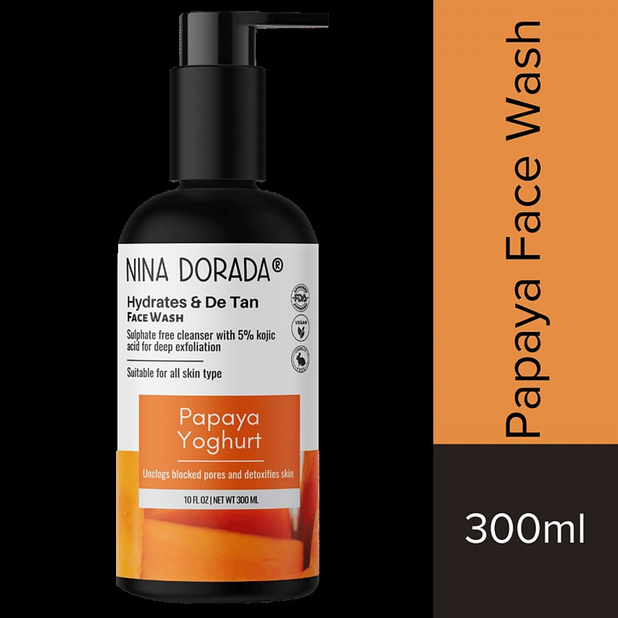 Nina Dorada Papaya & Yoghurt Whitening Face Wash For De-Tan - Hydrating