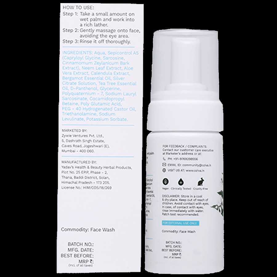 O'ZIVA Phyto Cleanse Anti-Acne Face Wash - With Phyto Niacinamide