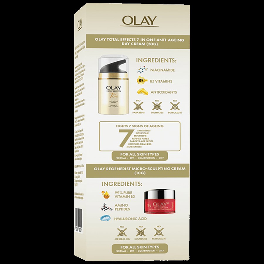 Olay Micro Sculpting Night Cream & Total Effect 7 In 1 Anti-Ageing Cream - For Firm Skin