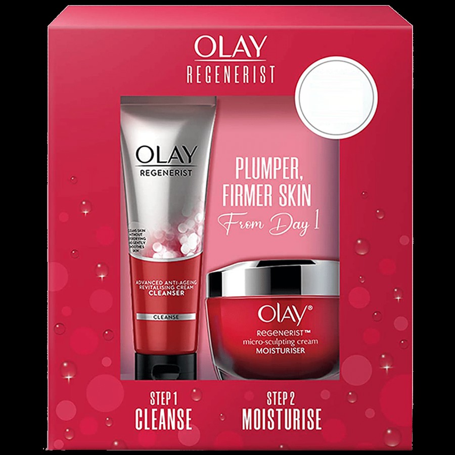 Olay Regenerist Microsculpting Day Moisturiser Non SPF With Cleanser - Boosts Skin's Natural Collagen