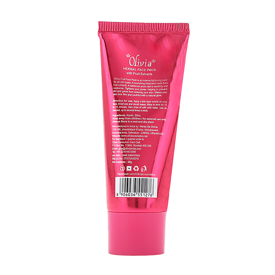 Olivia Herbal Face Pack With Fruit Extracts - Nourishes Skin & Tightens Pores