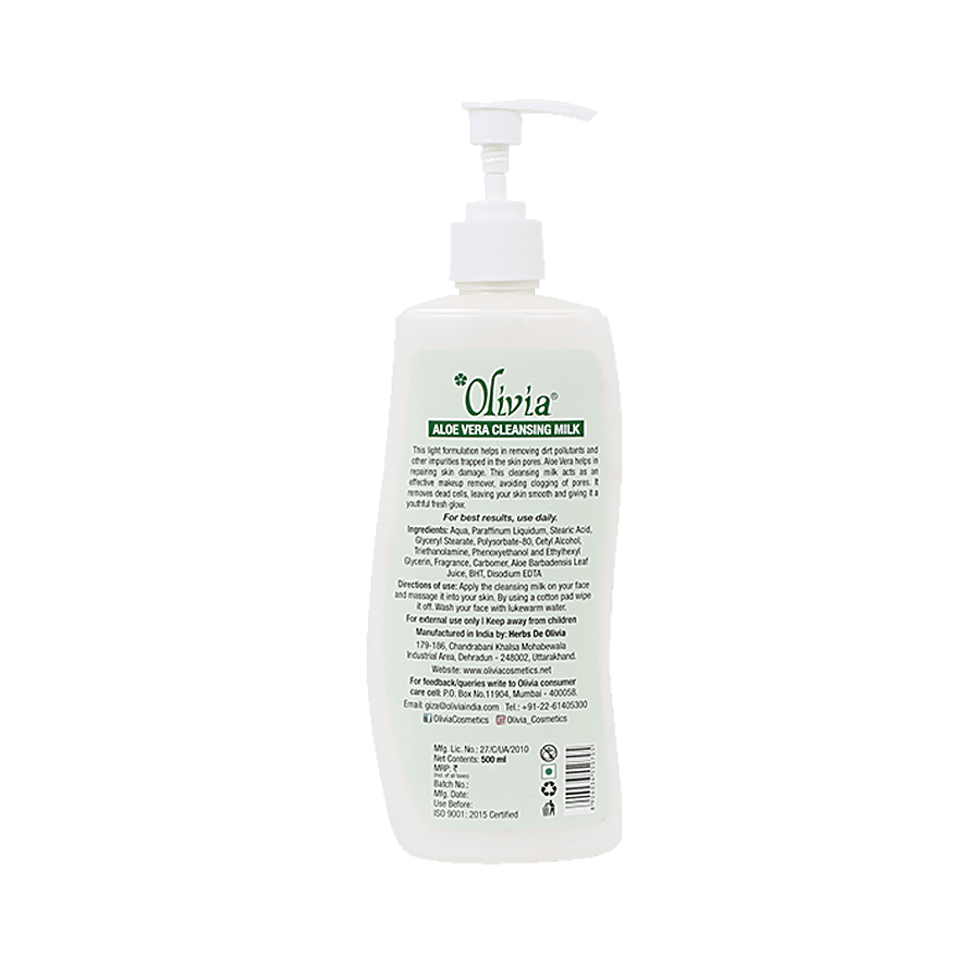 Olivia Natural Skin Care Aloevera Cleansing Milk - Premium Refreshing Leaves