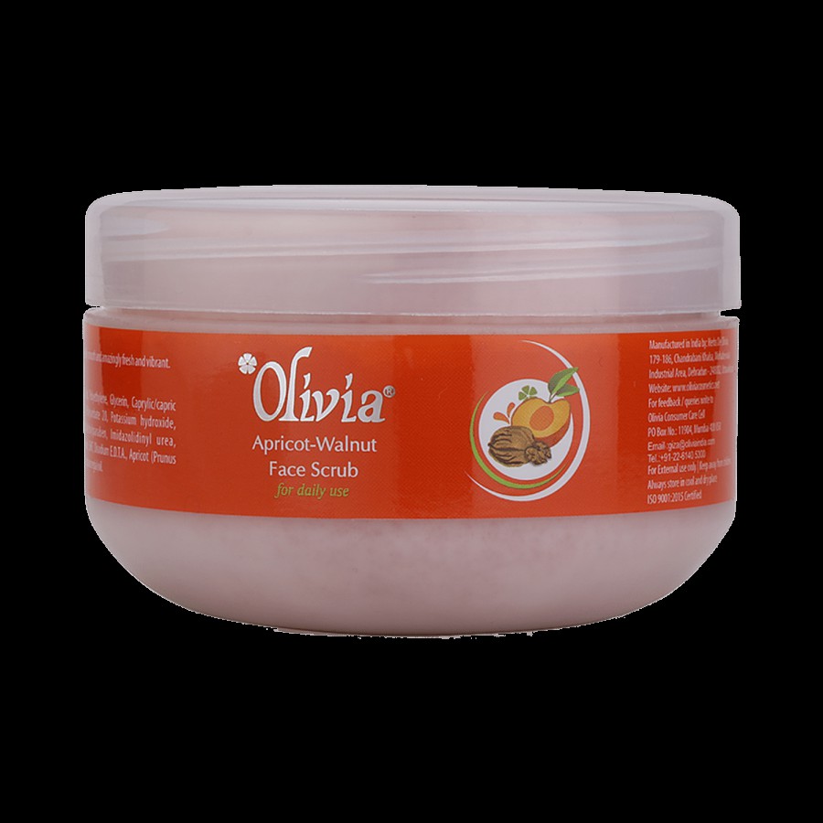 Olivia Apricot-Walnut Natural Skin Care Face Scrub - Daily Use