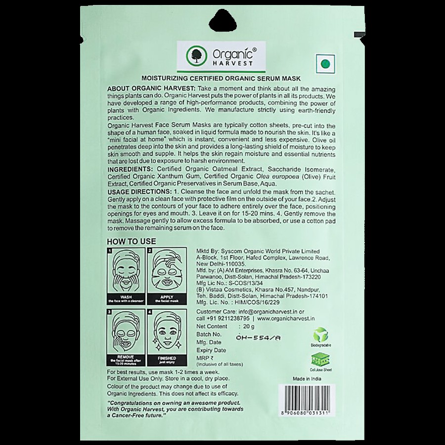 Organic Harvest Moisturising Face Sheet Mask