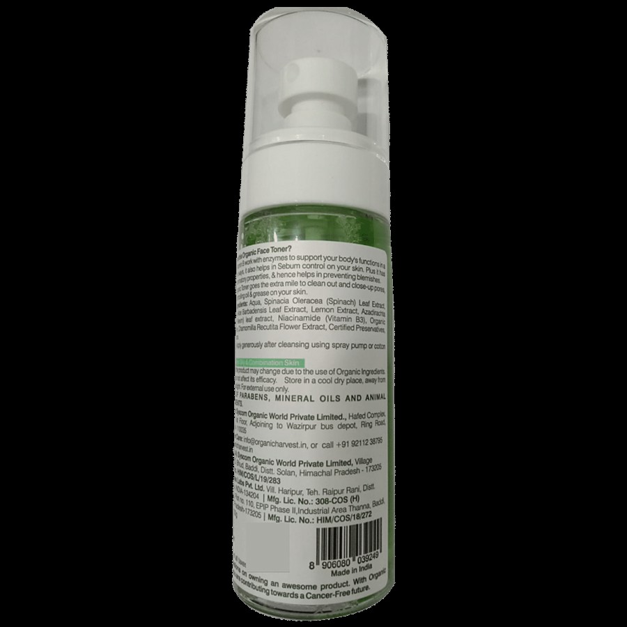 Organic Harvest Organic Face Toner with Spinach and Niacinamide