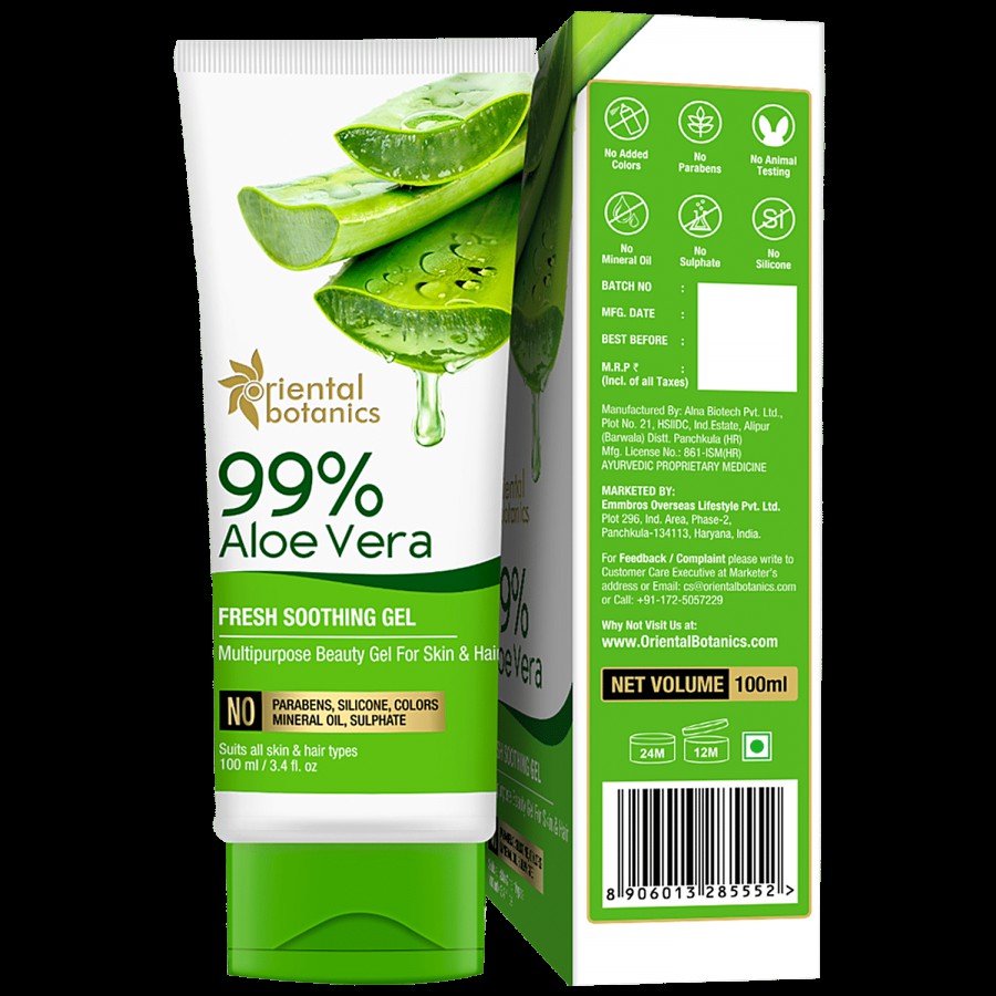 Oriental Botanics 99% Aloe Vera Fresh Soothing Gel For Skin & Hair