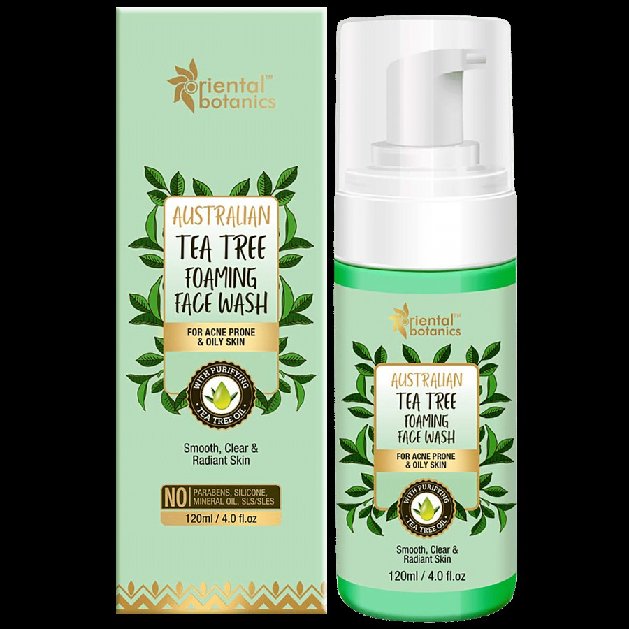 Oriental Botanics Australian Tea Tree Foaming Face Wash - For Acne Prone & Oily Skin