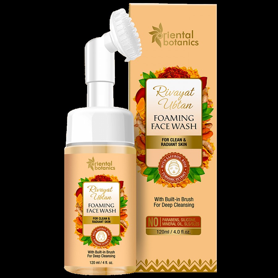 Oriental Botanics Rivayat Ubtan Foaming Face Wash - With Built-in Brush