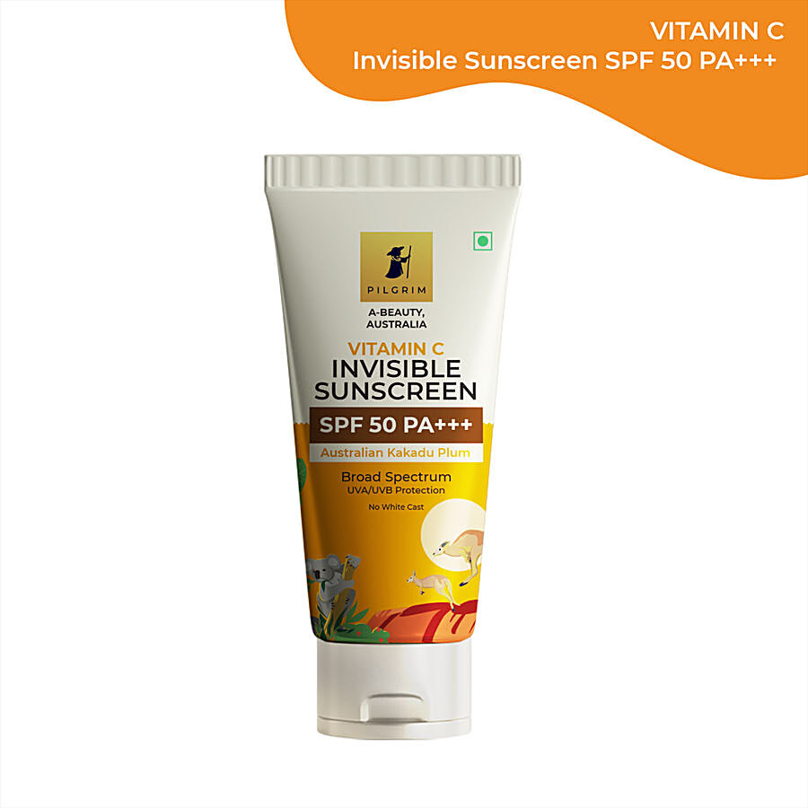 PILGRIM Vitamin C Invisible Sunscreen SPF 50 PA+++ For Women & Men With Australian Kakadu Plum