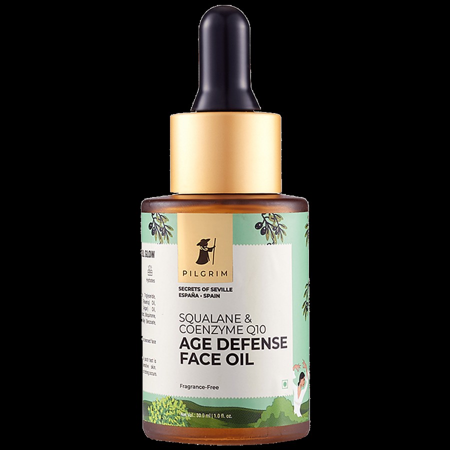 PILGRIM Squalane Plant Derived & Coenzyme Q10 Age Defense Face Oil - Provides Youthful Glow