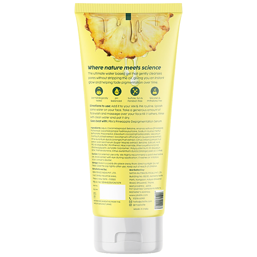 PLIX Pineapple De-Pigmentation Juicy Face Wash - With Niacinamide & AHA & BHA