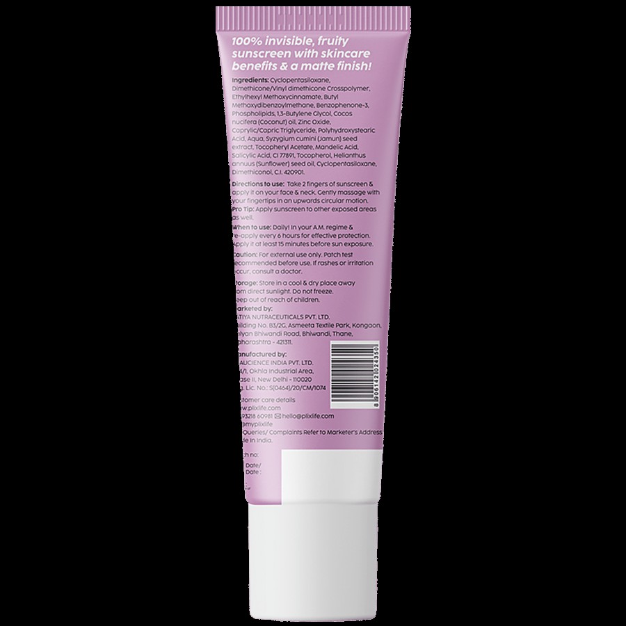 PLIX Jamun Matte Invisible Sunscreen - SPF50+ PA+++