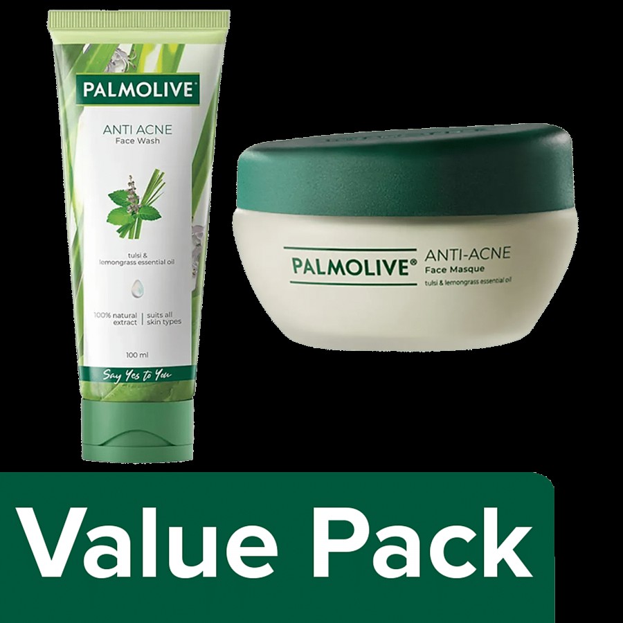 Palmolive Anti-Acne Face Care Combo - Gel Face Wash (100ml) and Face Masque (100ml)