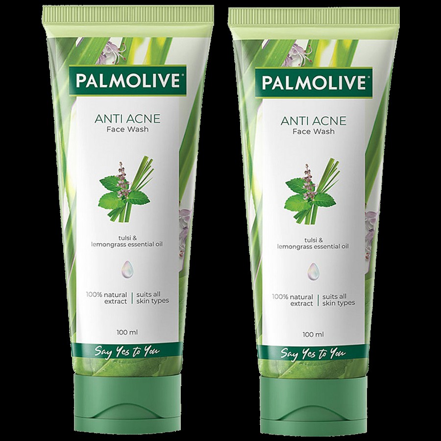 Palmolive Anti Acne Gel Face Wash - 100% Natural Extract Of Tulsi & Lemongrass Essential Oil