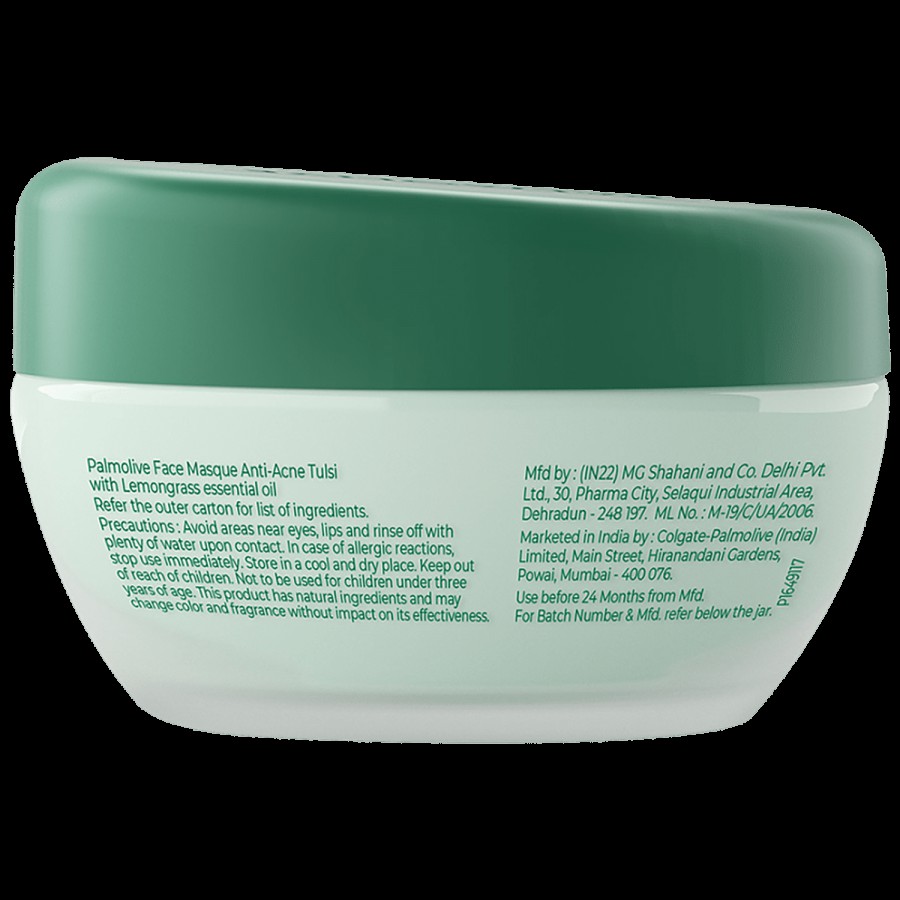 Palmolive Anti Acne Purifying Face Masque - With 100% Natural Extracts Of Tulsi & Lemongrass Essential Oil