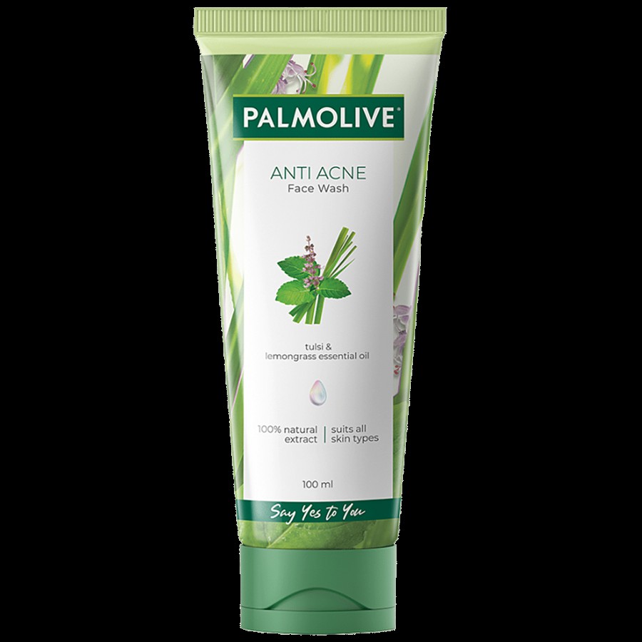 Palmolive Anti Acne Purifying Gel Face Wash - With 100% Natural Extract Of Tulsi & Lemongrass Essential Oil