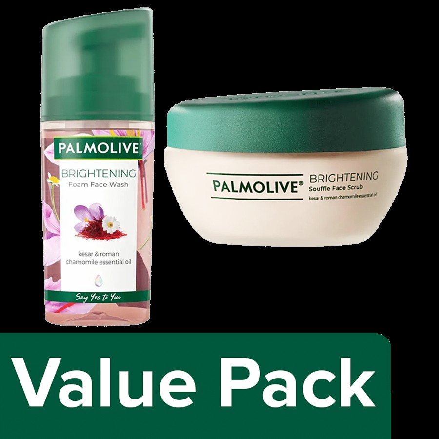 Palmolive Brightening Face Care Combo-Foam Face Wash (100ml) and Souffle Face Scrub (90ml)