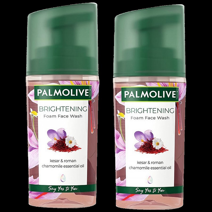 Palmolive Brightening Foam Face Wash - Blend Of Kesar & Roman Chamomile Essential Oil