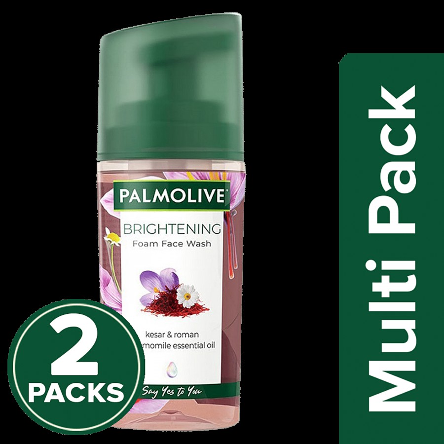 Palmolive Brightening Foam Face Wash - Blend Of Kesar & Roman Chamomile Essential Oil