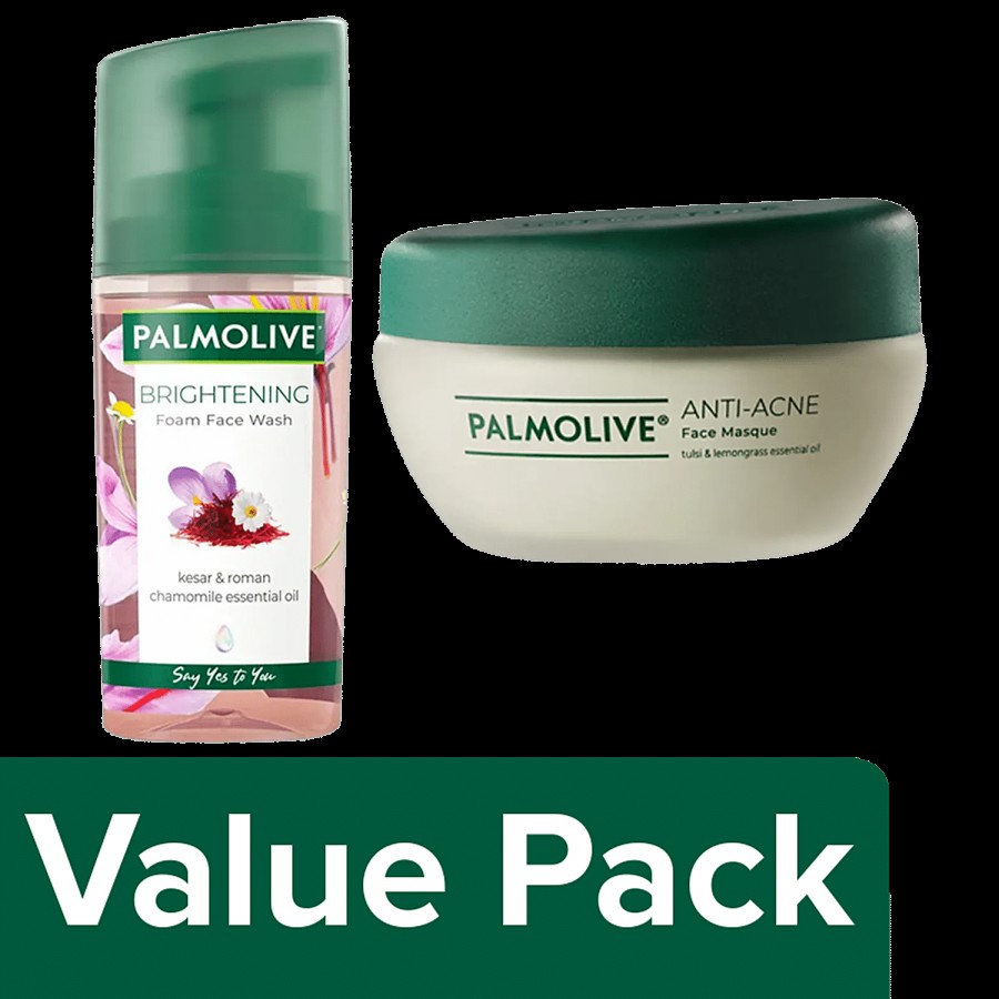 Palmolive Brightening Foam Face Wash (100ml) and Anti-Acne Face Masque (100ml)