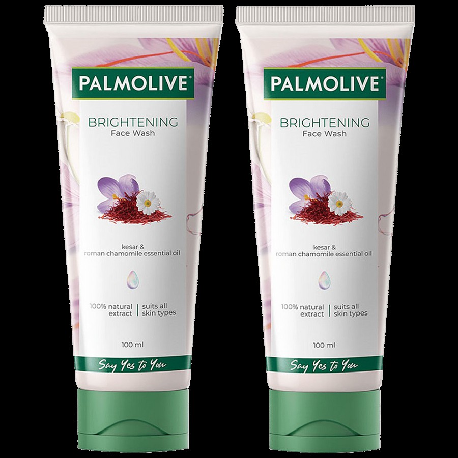 Palmolive Brightening Gel Face Wash - 100% Natural Extracts Of Kesar & Roman Chamomile Essential Oil