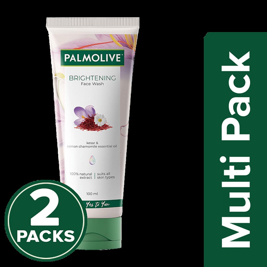 Palmolive Brightening Gel Face Wash - 100% Natural Extracts Of Kesar & Roman Chamomile Essential Oil