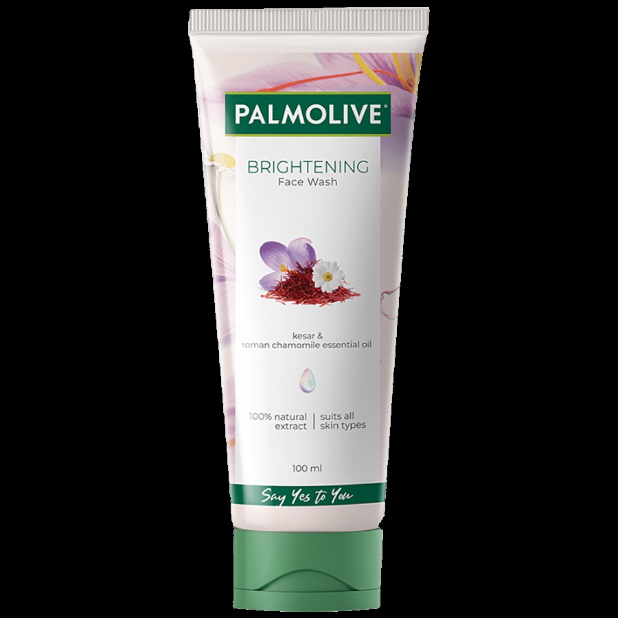 Palmolive Brightening Gel Face Wash - With 100% Natural Extracts Of Kesar & Roman Chamomile Essential Oil