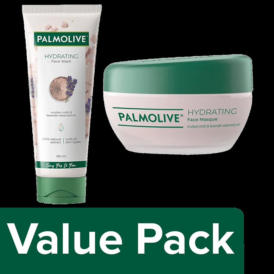 Palmolive Hydrating Face Care Combo - Gel Face Wash (100ml) and Face Masque (100ml)