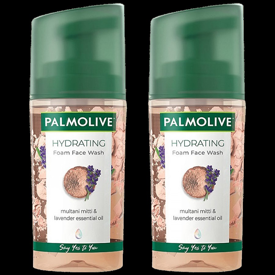 Palmolive Hydrating Foam Face Wash - Blend Of Multani Mitti & Lavender Essential Oil