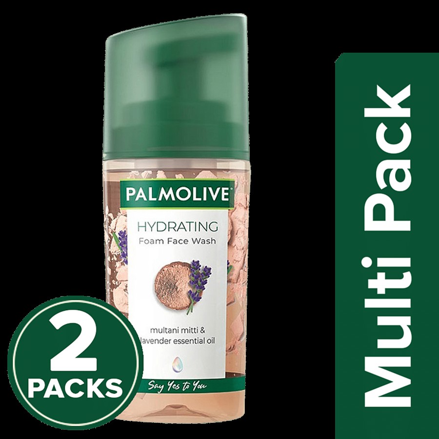 Palmolive Hydrating Foam Face Wash - Blend Of Multani Mitti & Lavender Essential Oil