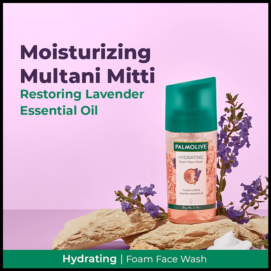 Palmolive Hydrating Foam Facewash - Unique Blend Of Multani Mitti & Lavender Essential Oil