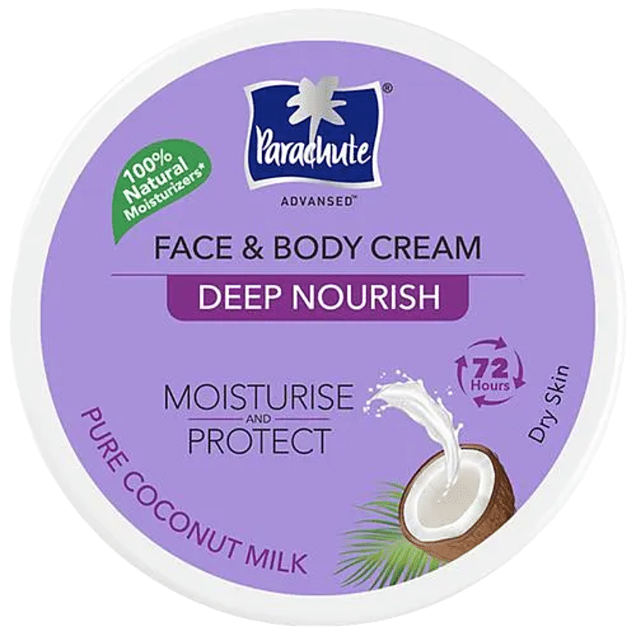 Parachute Advansed Deep Nourish Face & Body Cream Moisturiser With Pure Coconut Milk - Moisturise & Protect