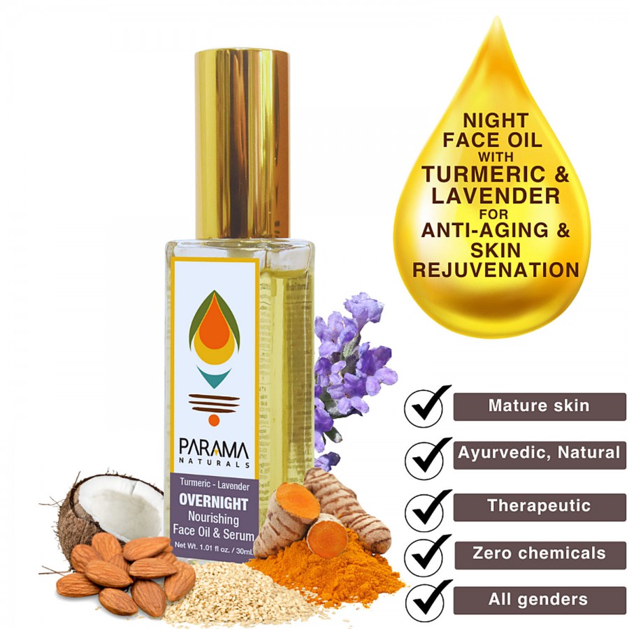 Parama Naturals Overnight Nourishing Face Oil & Serum - Turmeric-Lavender