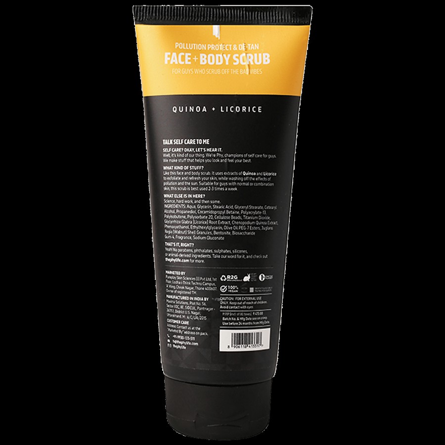 Phy Pollution Protect & De-Tan Face + Body Scrub - Quinoa & Licorice