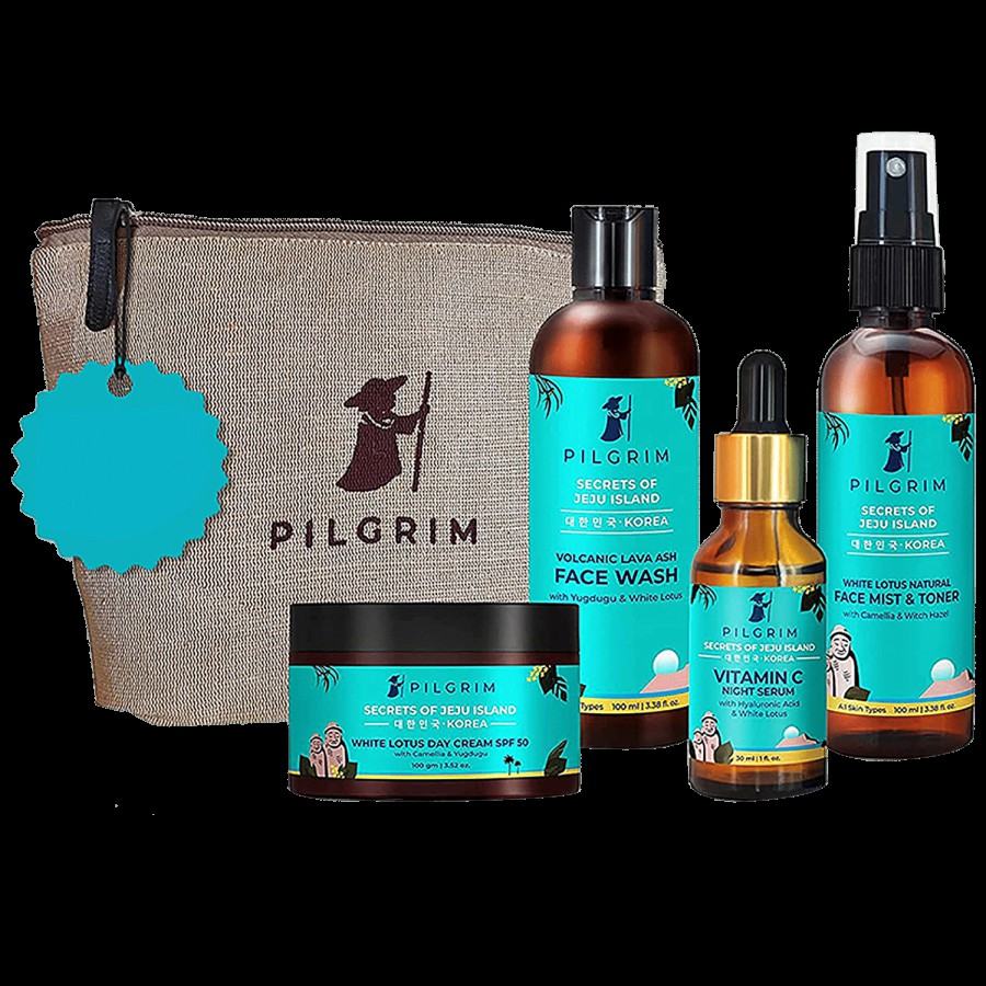 Pilgrim Korean Beauty Flawless Skin Face Care Kit With Vitamin C - Provides Clear Skin