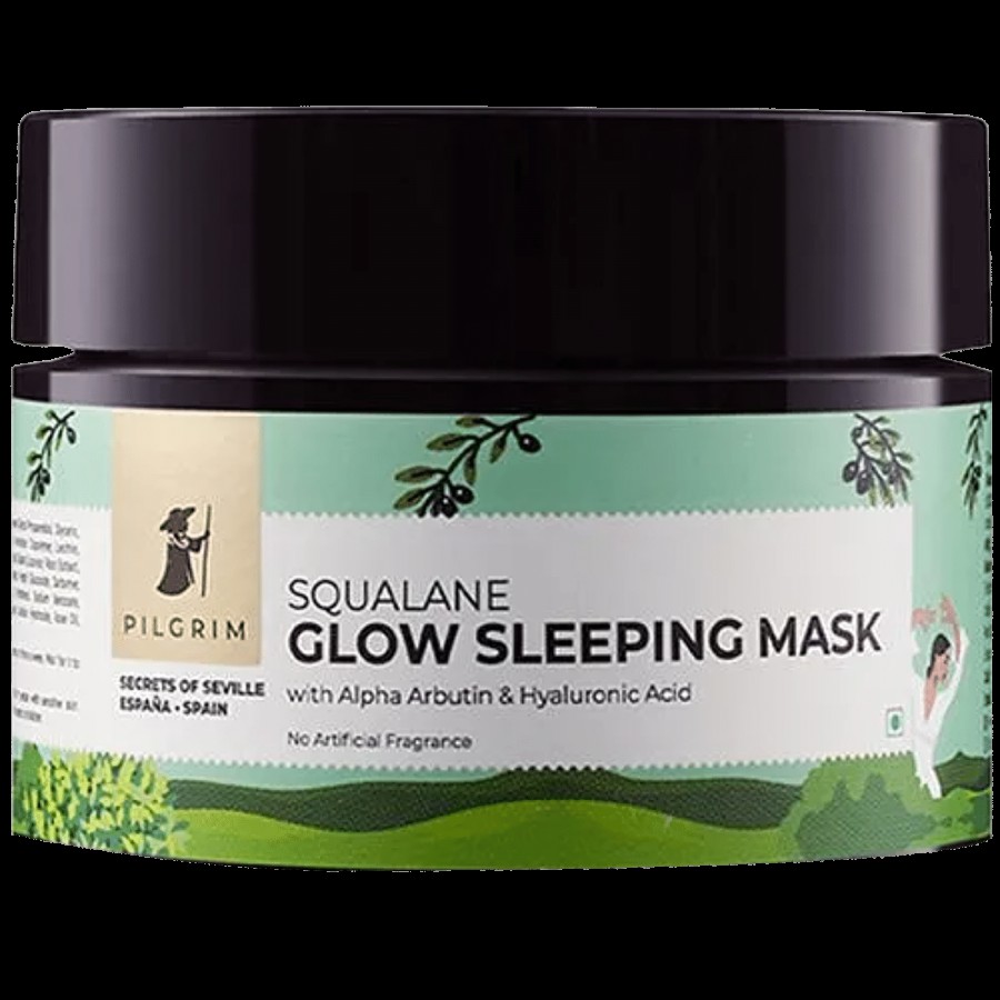 Pilgrim Squalane Glow Sleeping Mask With Alpha Arbutin & Hyaluronic Acid - Hydrates Skin